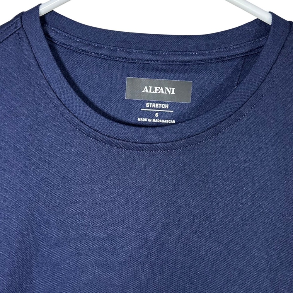 Alfani Mens Navy Blue Stretch Supima Cotton‎ Blend Crew Neck T-Shirt Size Small